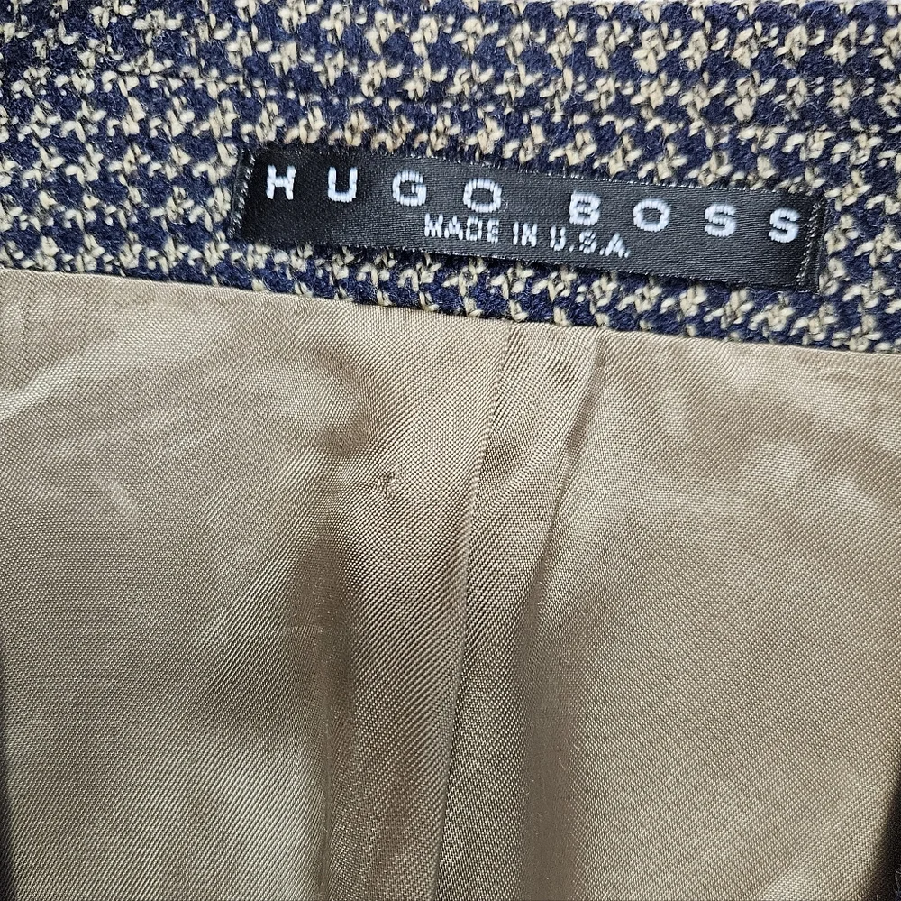 Hugo Boss Houndstooth Plaid Einstein Blazer Sport Coat Size 40R Lambswool Jacket